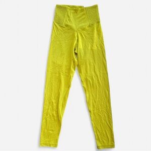 Aerie Offline Real Me Smocked High Rise Legging in Yellow/Green Size Small NWT
